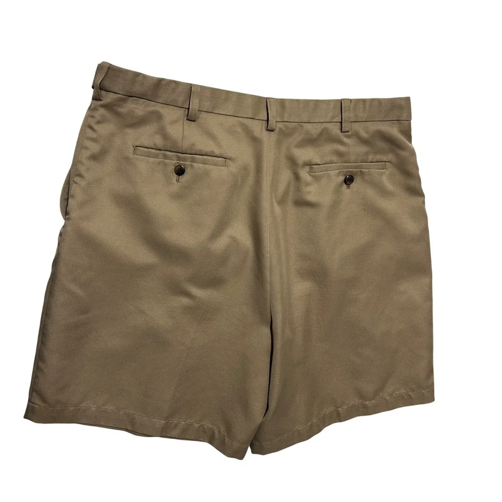 Haggar Mens Quality For Life Chino Shorts 40 Tan‎ Classic Flat Front Golf Casual